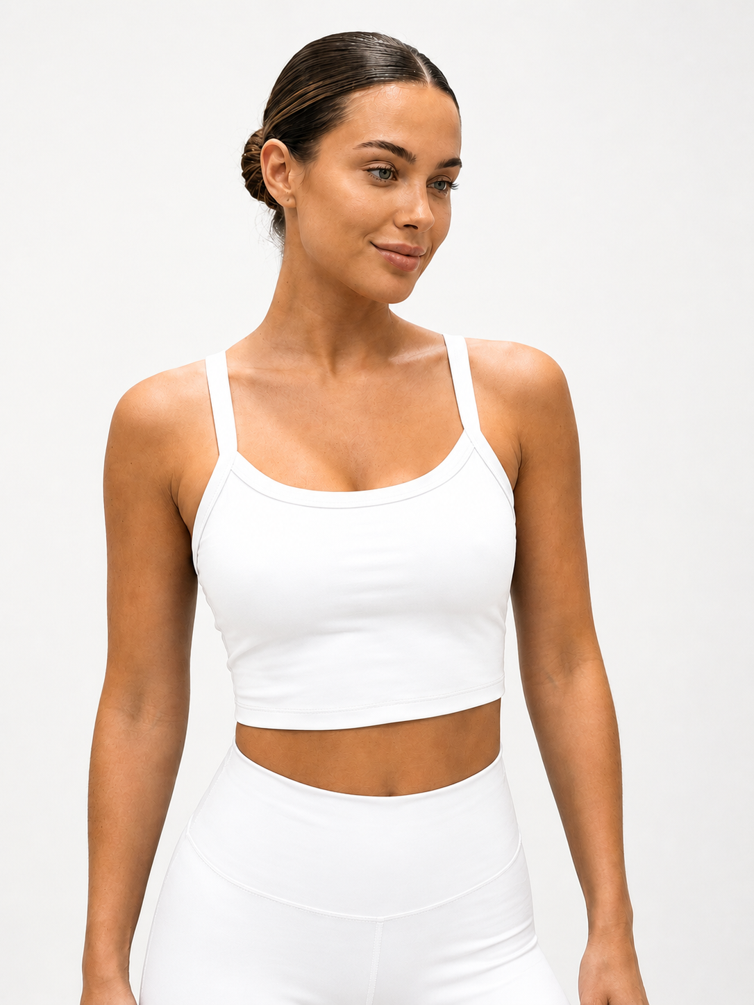 Crop top deportivo femenino de nylon